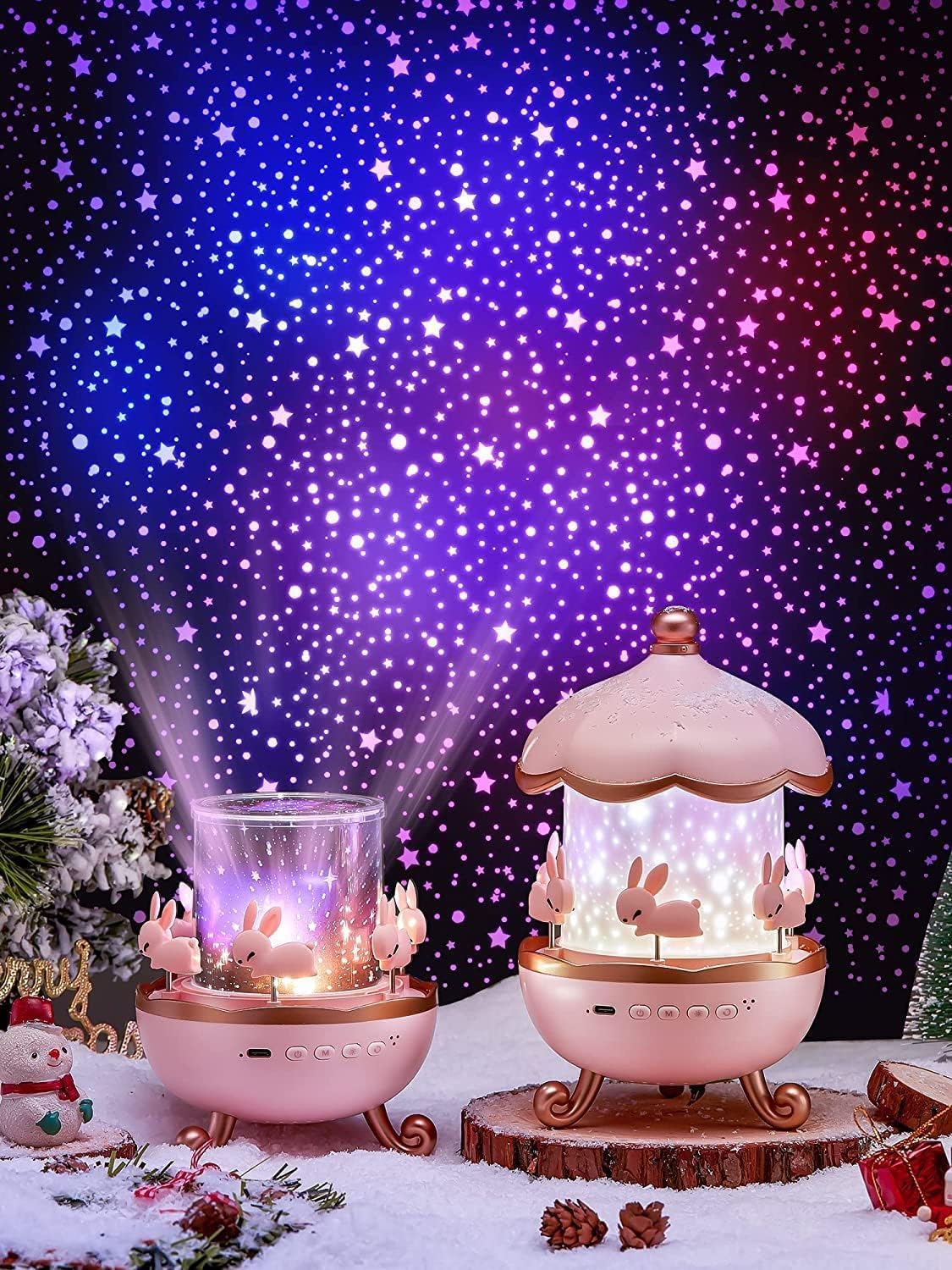 Rabbit Sky Projector for Kids – 360° Rotating Lamp with 6 Films